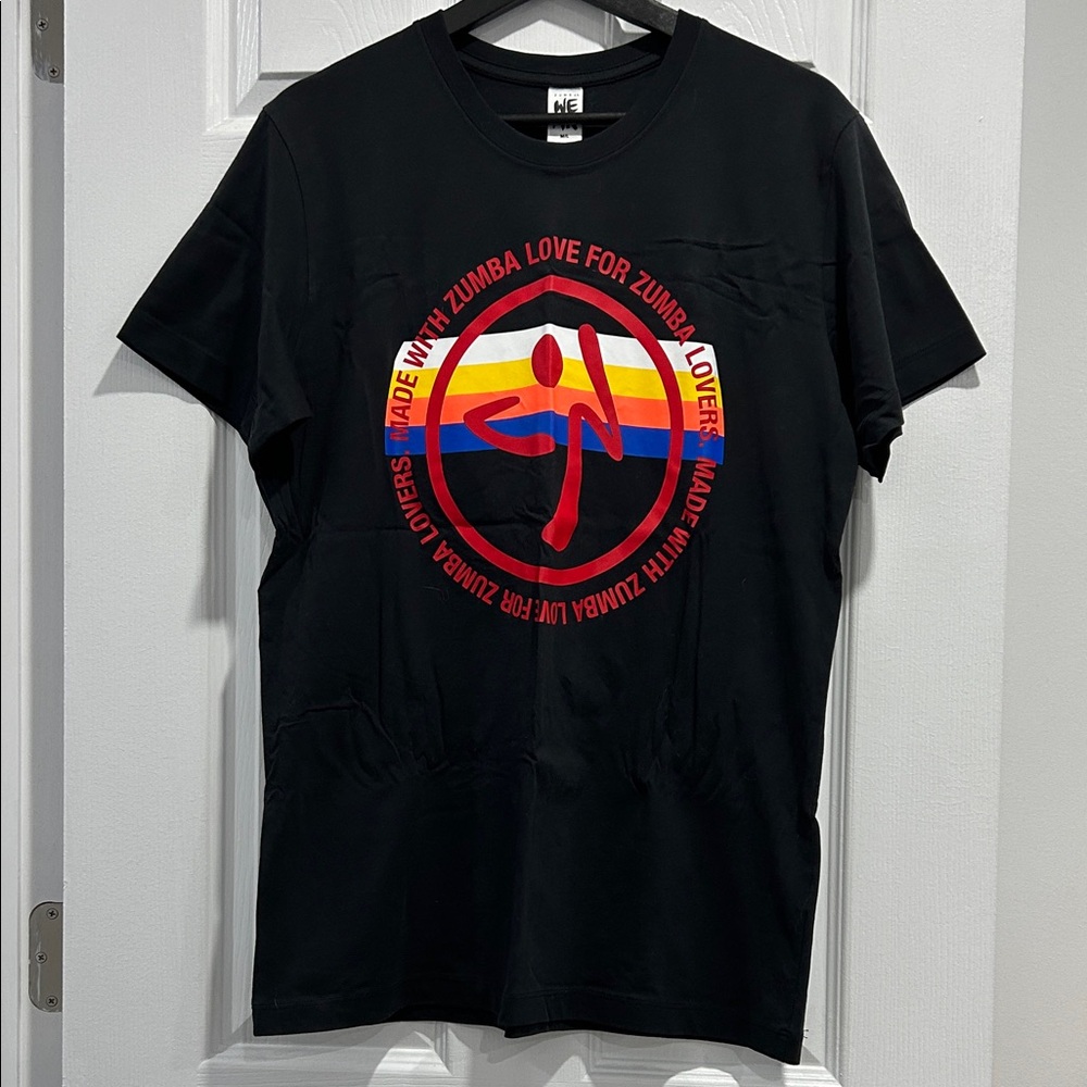 ZUMBA NWOT Unisex Black Tee with Colorful Logo
